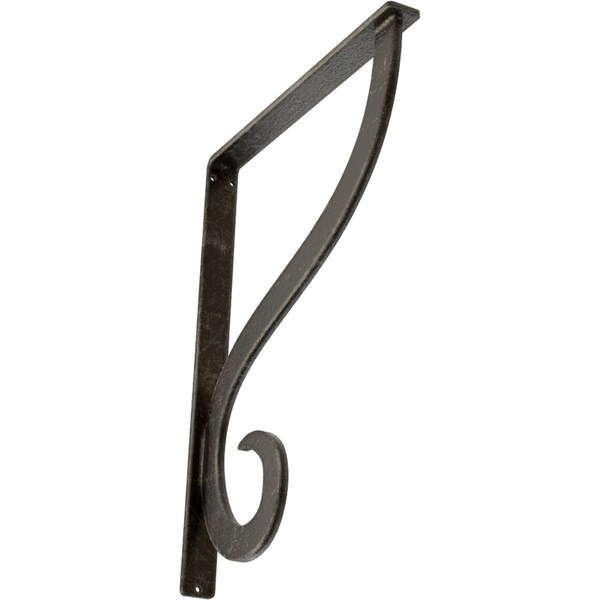 Ekena Millwork Ashford Single, Wrought Iron Bracket, (Single center brace), Antiqued Warm Si 1 1/2"W x 12"D x 15"H BKTM01X12X15SASAWS - main